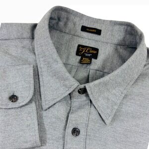 J. Crew Mens XXL Classic Fit Cotton Cashmere Blend Button Down Grey Shirt